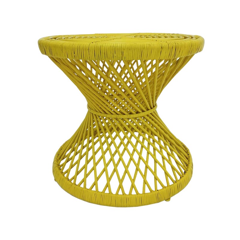 F-CS204-YL Peacock side table with yellow cane frame 