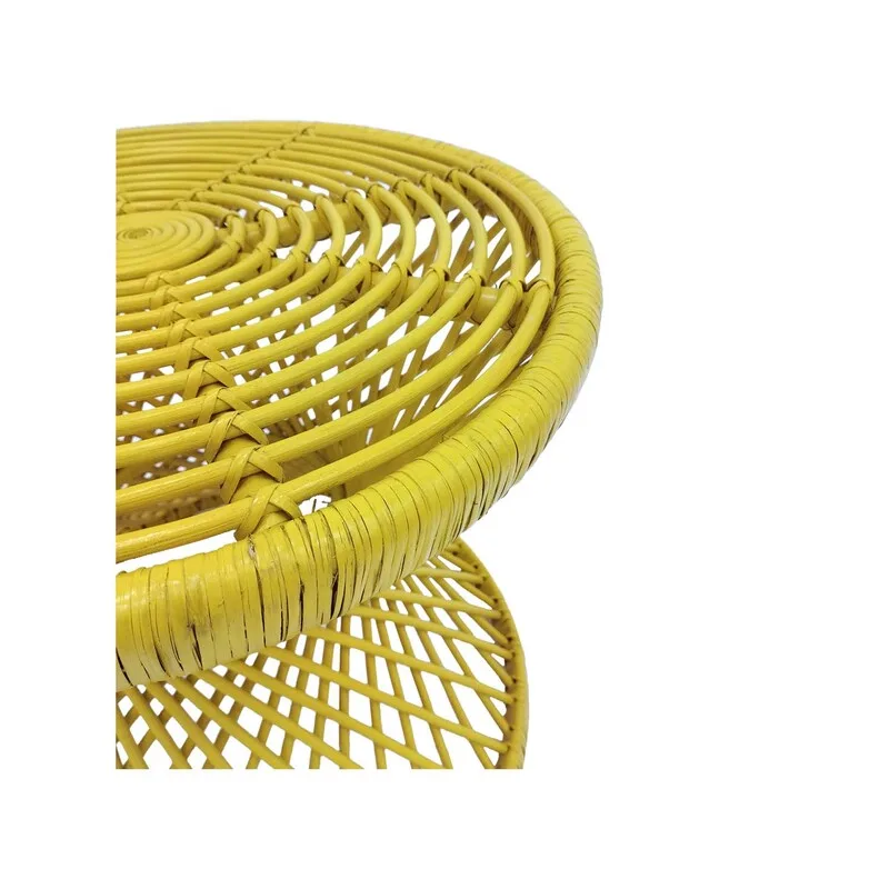 F-CS204-YL Peacock side table with yellow cane frame 