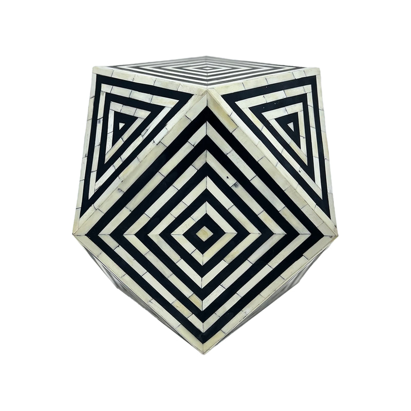 F-CS221-BW Illusion side table with black and white bone-inlay 