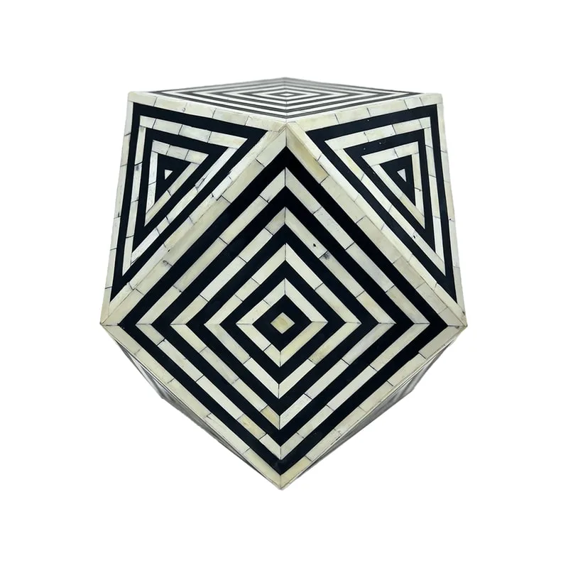 F-CS221-BW Illusion side table with black and white bone-inlay 