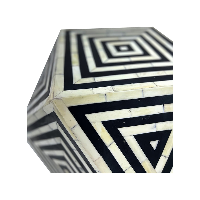 F-CS221-BW Illusion side table with black and white bone-inlay 