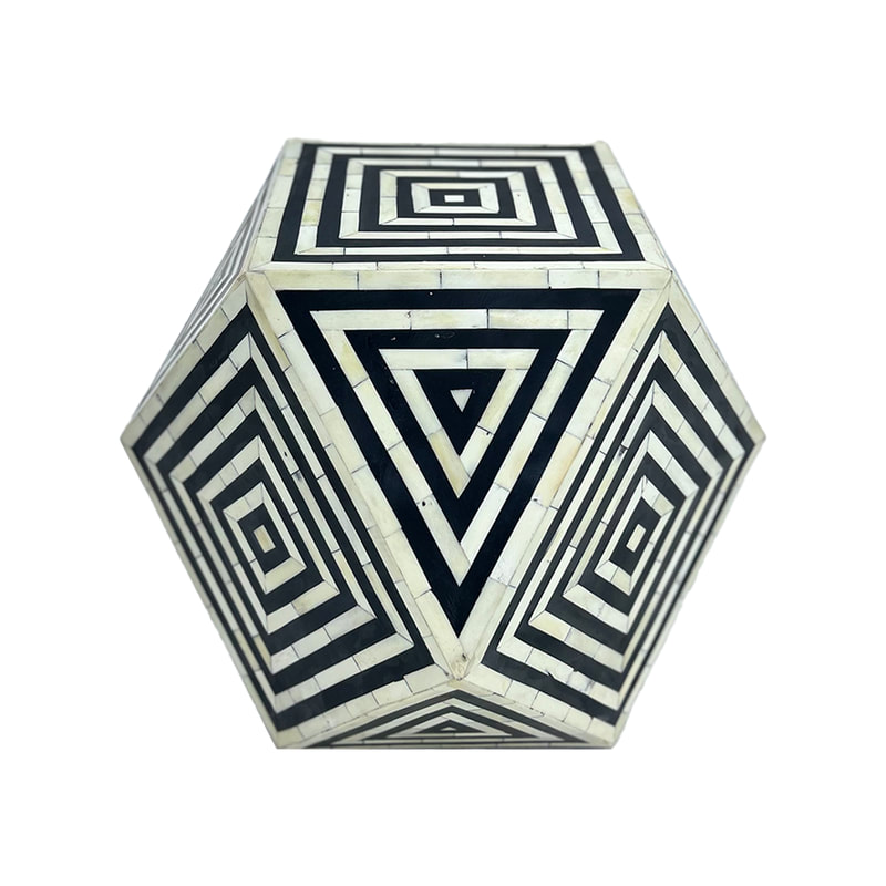 F-CS221-BW Illusion side table with black and white bone-inlay 