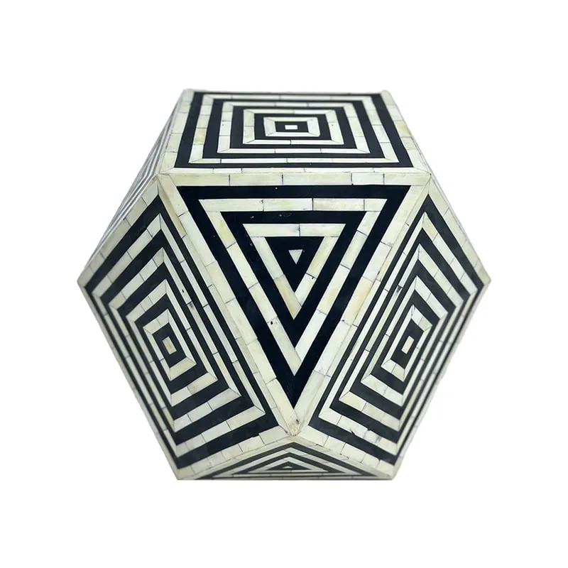 F-CS221-BW Illusion side table with black and white bone-inlay 