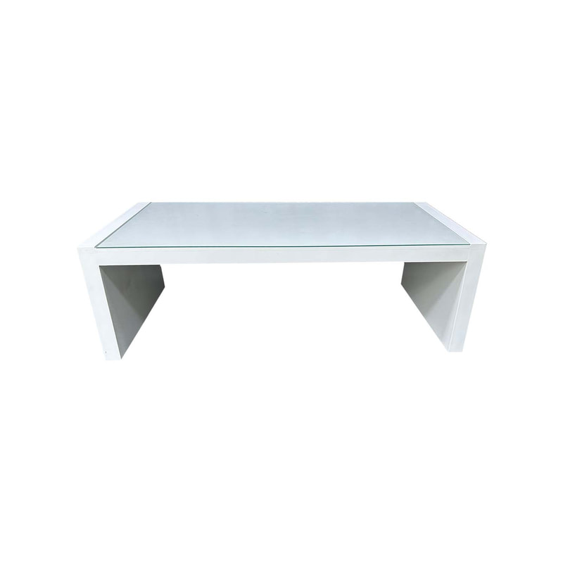 F-CT103-WH Elena rectangular coffee table in white with a glass top