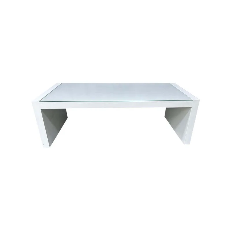 F-CT103-WH Elena rectangular coffee table in white with a glass top
