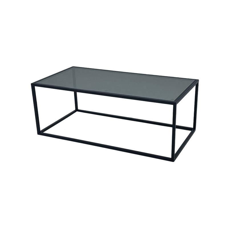 F-CT106-BL Enzo coffee table with black glass top and black metal frame