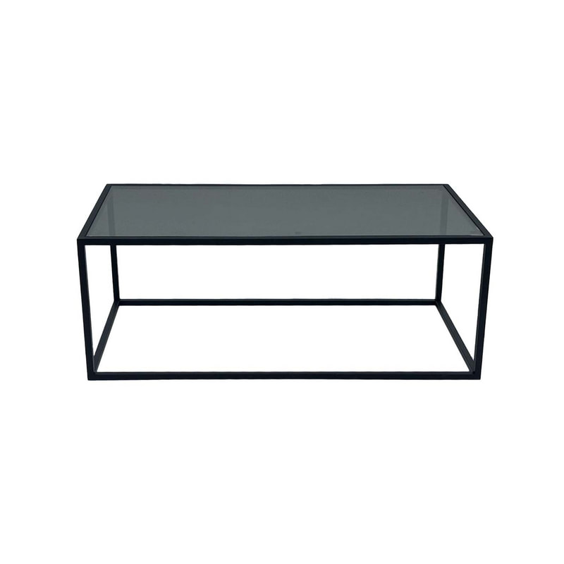F-CT106-BL Enzo coffee table with black glass top and black metal frame