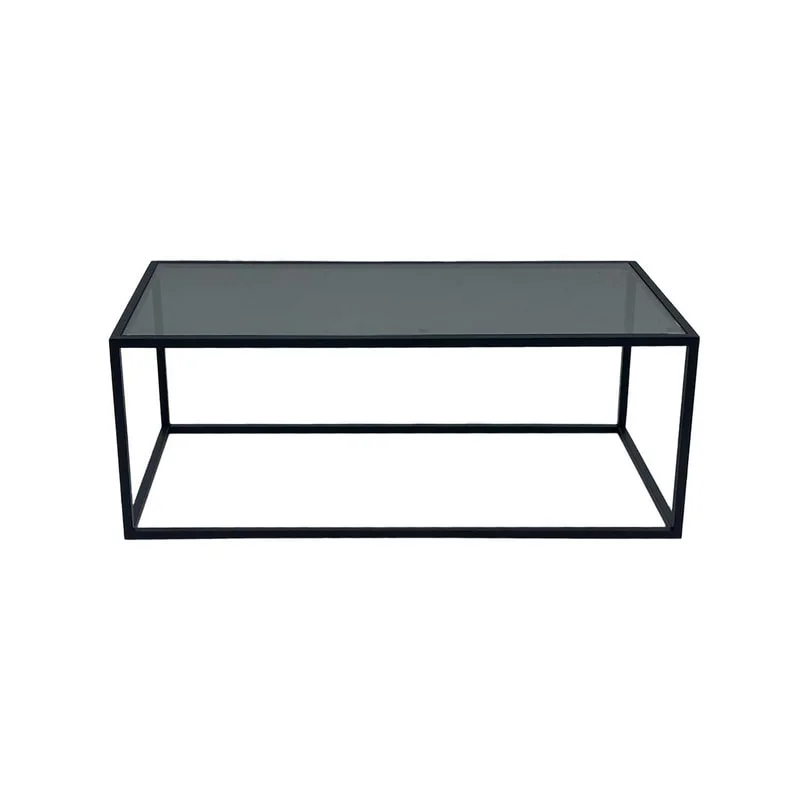 F-CT106-BL Enzo coffee table with black glass top and black metal frame