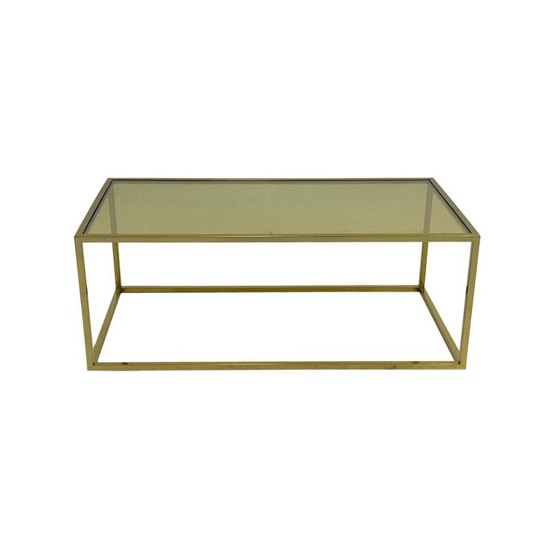 F-CT106-CG Enzo coffee table with champagne gold mirrored glass top and champagne gold plated frame