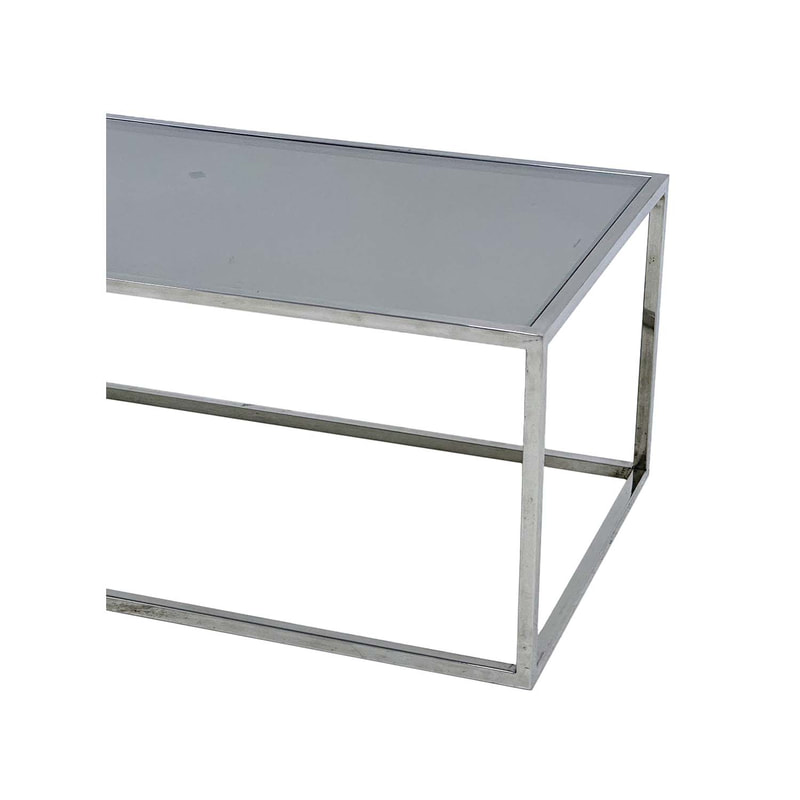 F-CT106-SI Enzo coffee table with silver mirrored glass top and silver plated frame