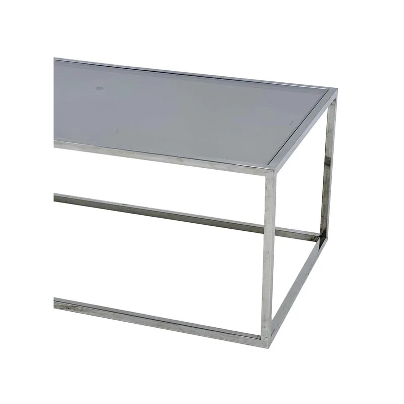 F-CT106-SI Enzo coffee table with silver mirrored glass top and silver plated frame