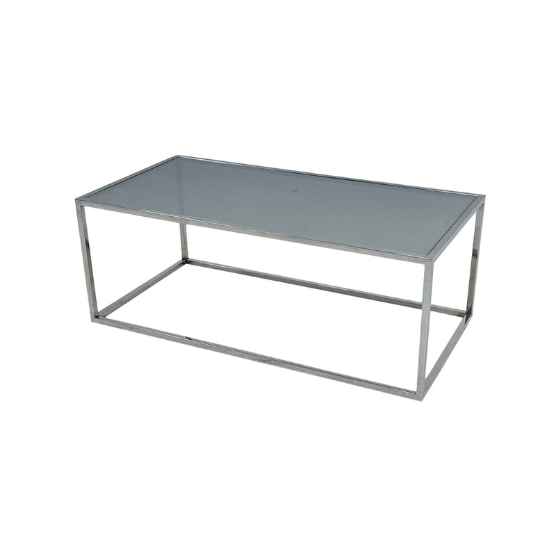 F-CT106-SI Enzo coffee table with silver mirrored glass top and silver plated frame