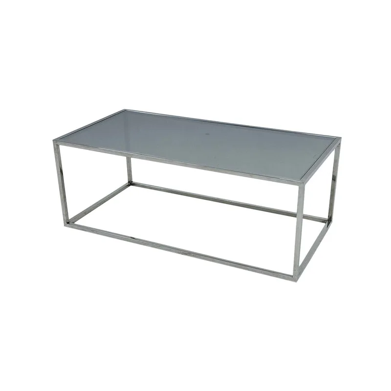 F-CT106-SI Enzo coffee table with silver mirrored glass top and silver plated frame