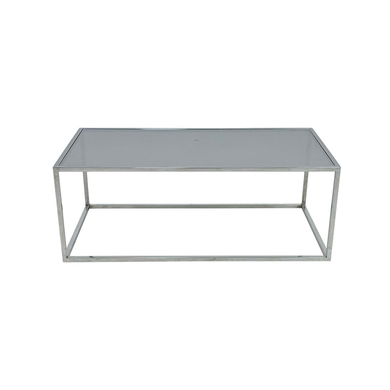 F-CT106-SI Enzo coffee table with silver mirrored glass top and silver plated frame