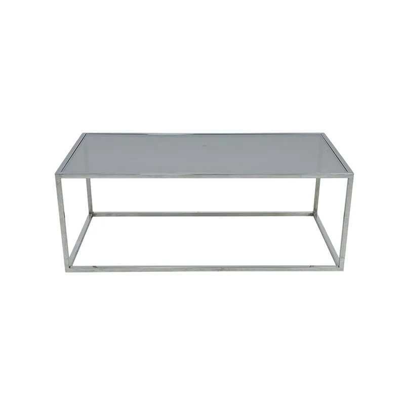 F-CT106-SI Enzo coffee table with silver mirrored glass top and silver plated frame