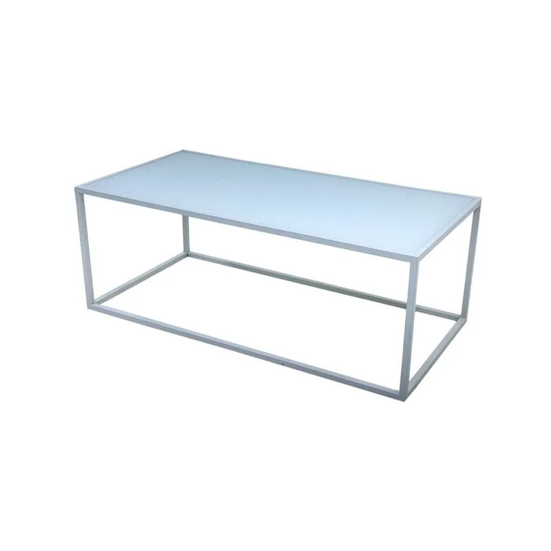F-CT106-WH Enzo coffee table with white glass top and white metal frame