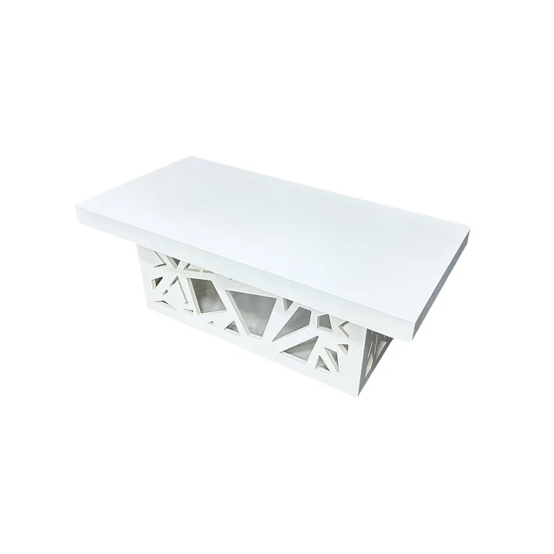 F-CT142-WH Ollie coffee table with white top and mashrabiya pattern bas