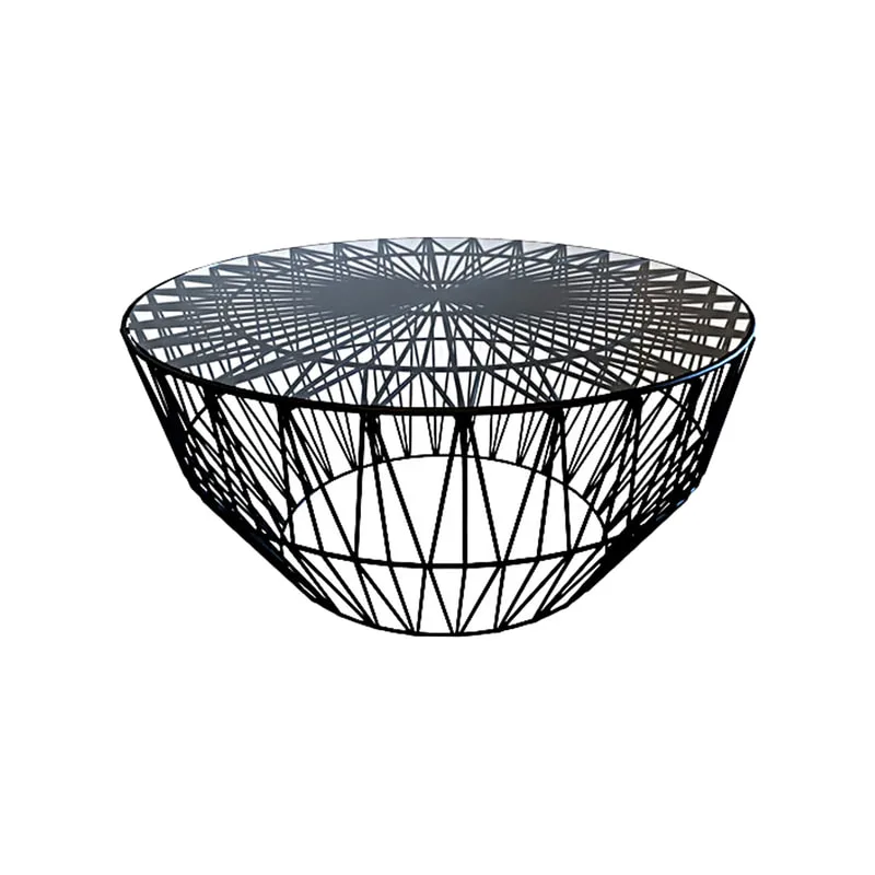 F-CT145-BL Armada coffee table with black wire frame and glass top