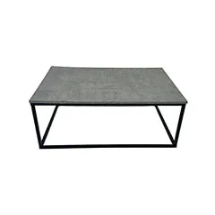 F-CT146-CC Madison rectangular coffee table with concrete top and black metal frame