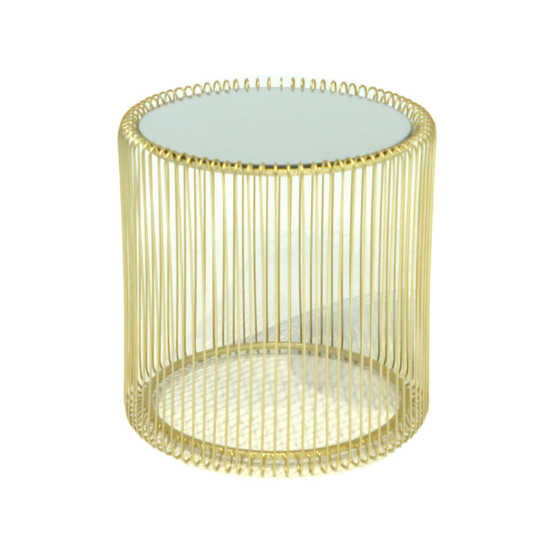 F-CT150-GD Aurelia coffee table with gold wire frame and glass top
