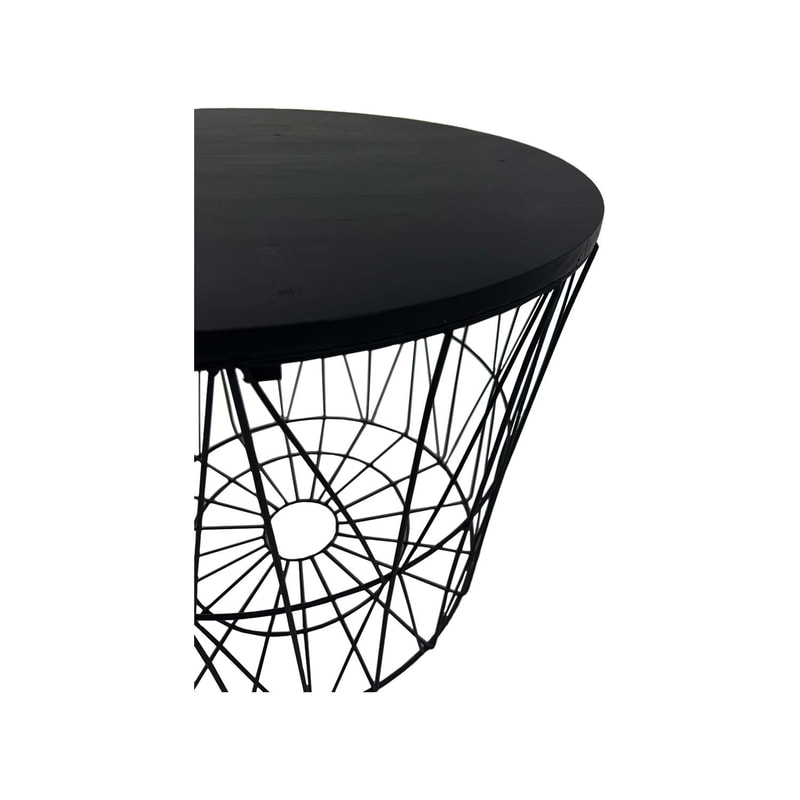 F-CT166-BL Danish round coffee table in black wire frame and top
