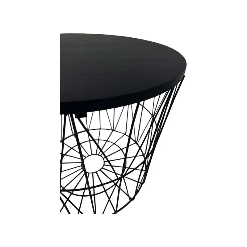 F-CT166-BL Danish round coffee table in black wire frame and top