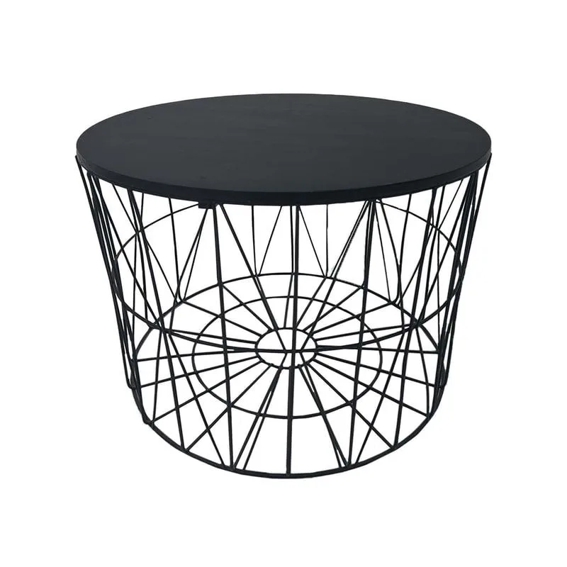 F-CT166-BL Danish round coffee table in black wire frame and top