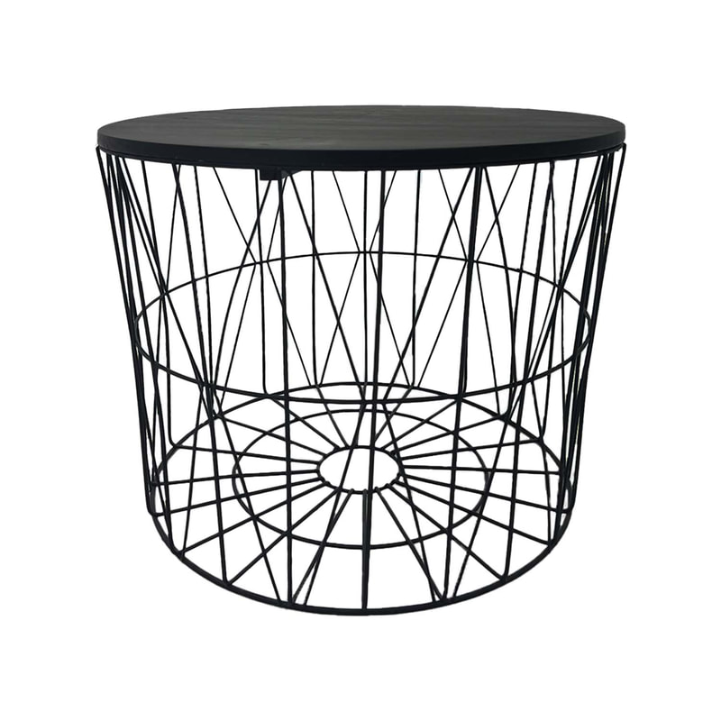 F-CT166-BL Danish round coffee table in black wire frame and top