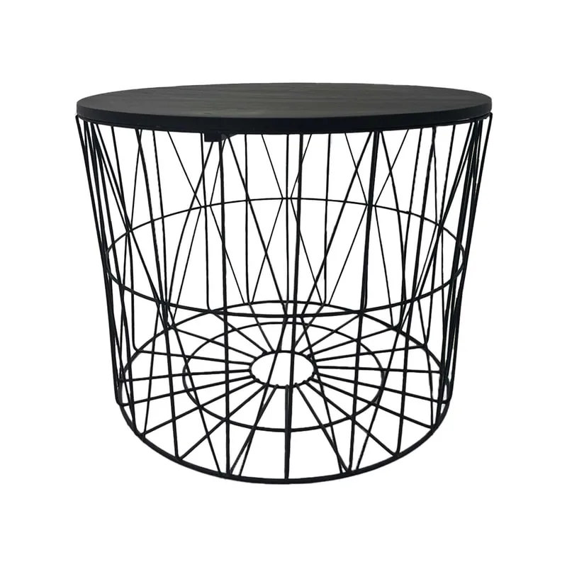 F-CT166-BL Danish round coffee table in black wire frame and top