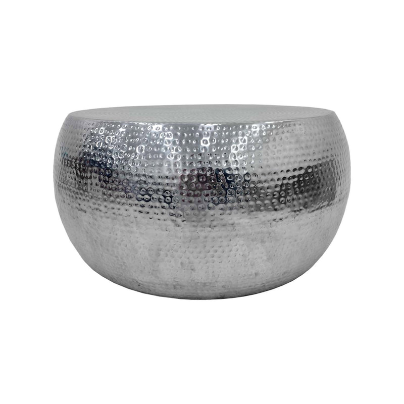F-CT170-SI Lavie coffee table round in silvered brass finish 