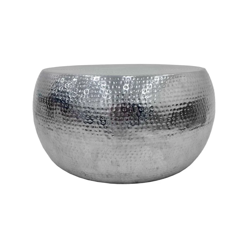F-CT170-SI Lavie coffee table round in silvered brass finish 