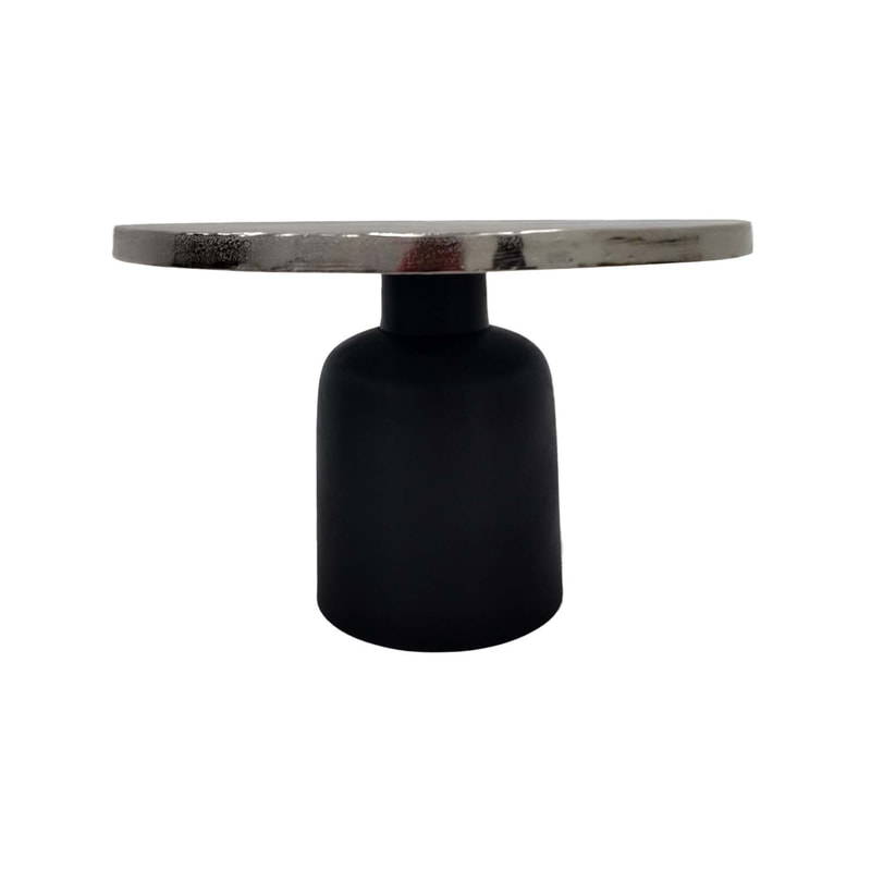 F-CT174-SI Venice coffee table with silver top and black base