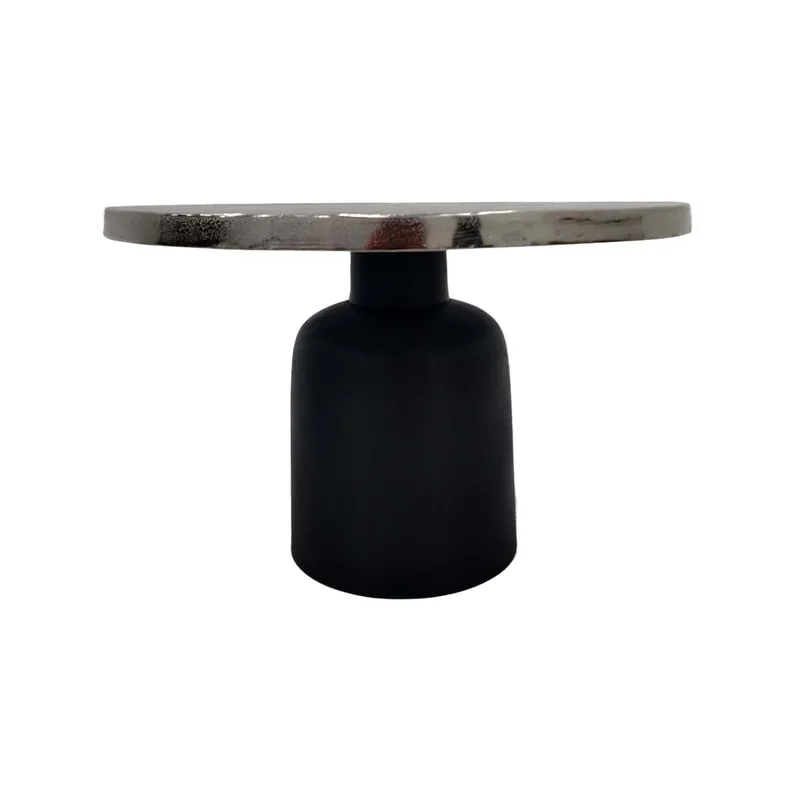 F-CT174-SI Venice coffee table with silver top and black base