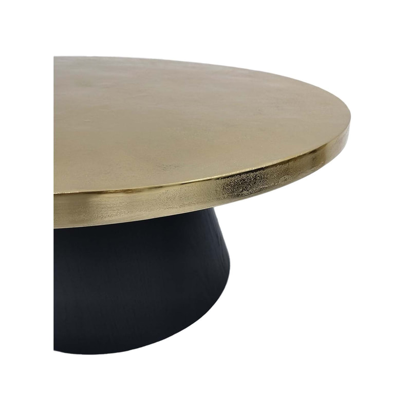 F-CT175-BG Hamra round coffee table with champagne gold top and black base 