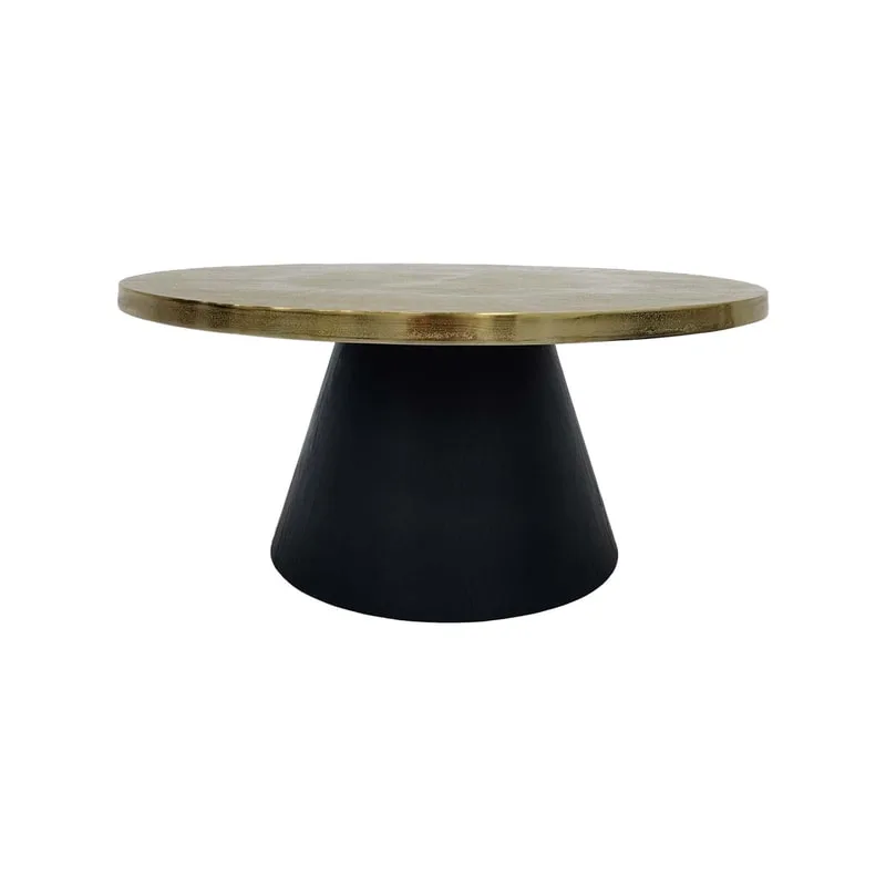 F-CT175-BG Hamra round coffee table with champagne gold top and black base 