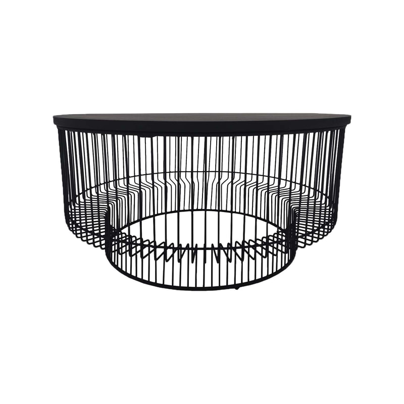 F-CT178-BL Ruby coffee table with black wire frame and top 