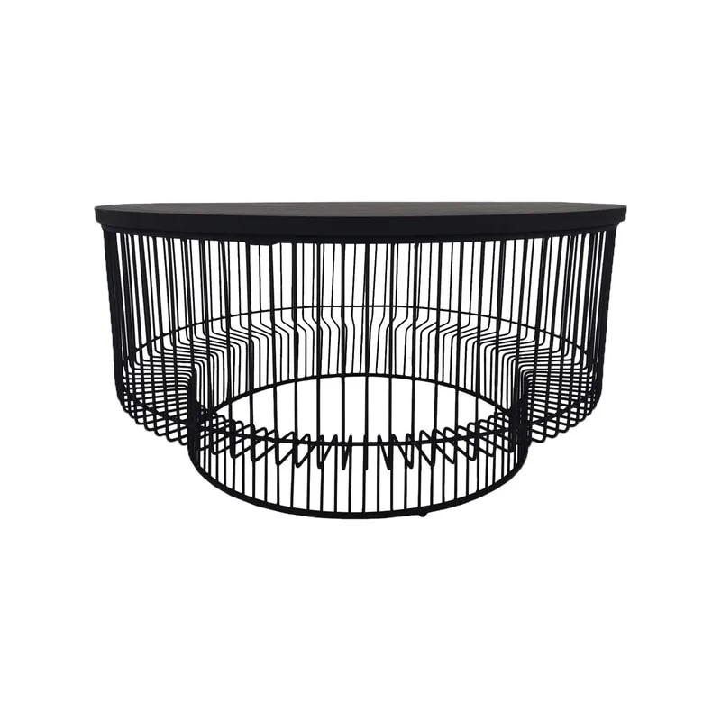 F-CT178-BL Ruby coffee table with black wire frame and top 