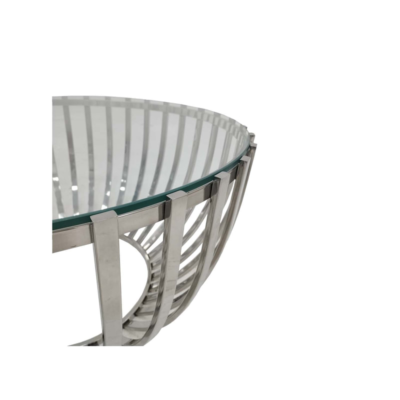 F-CT183-SI Avila coffee table in silver with a clear glass top