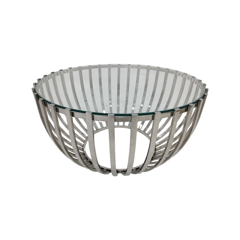 F-CT183-SI Avila coffee table in silver with a clear glass top
