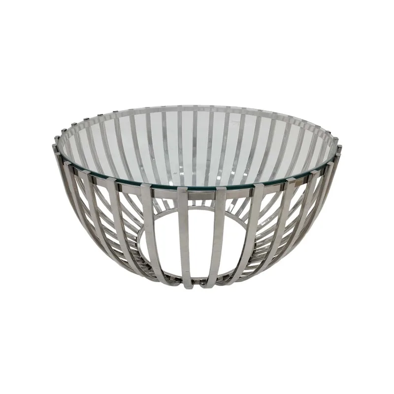 F-CT183-SI Avila coffee table in silver with a clear glass top