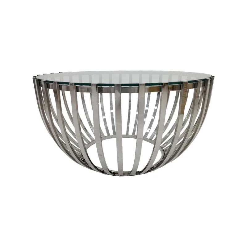 F-CT183-SI Avila coffee table in silver with a clear glass top