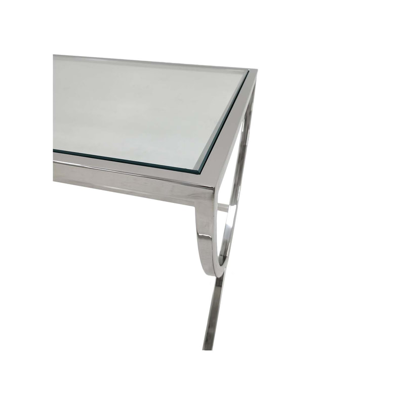 F-CT187-SI Trish coffee table with silver plated frame and clear glass top