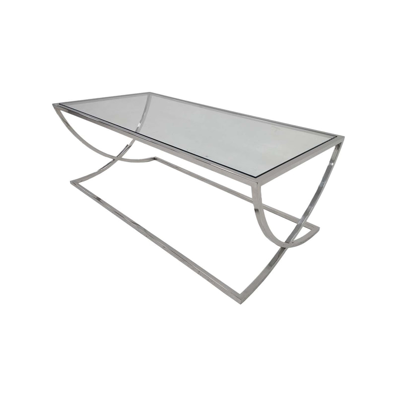 F-CT187-SI Trish coffee table with silver plated frame and clear glass top