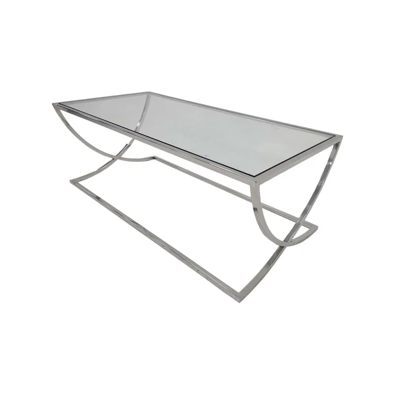 F-CT187-SI Trish coffee table with silver plated frame and clear glass top