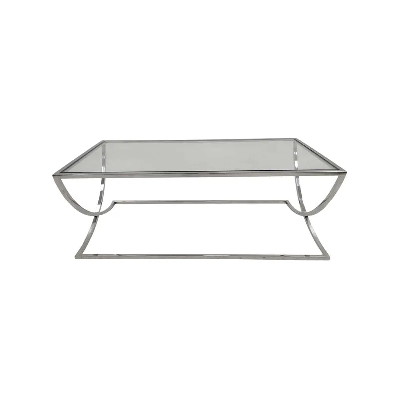 F-CT187-SI Trish coffee table with silver plated frame and clear glass top