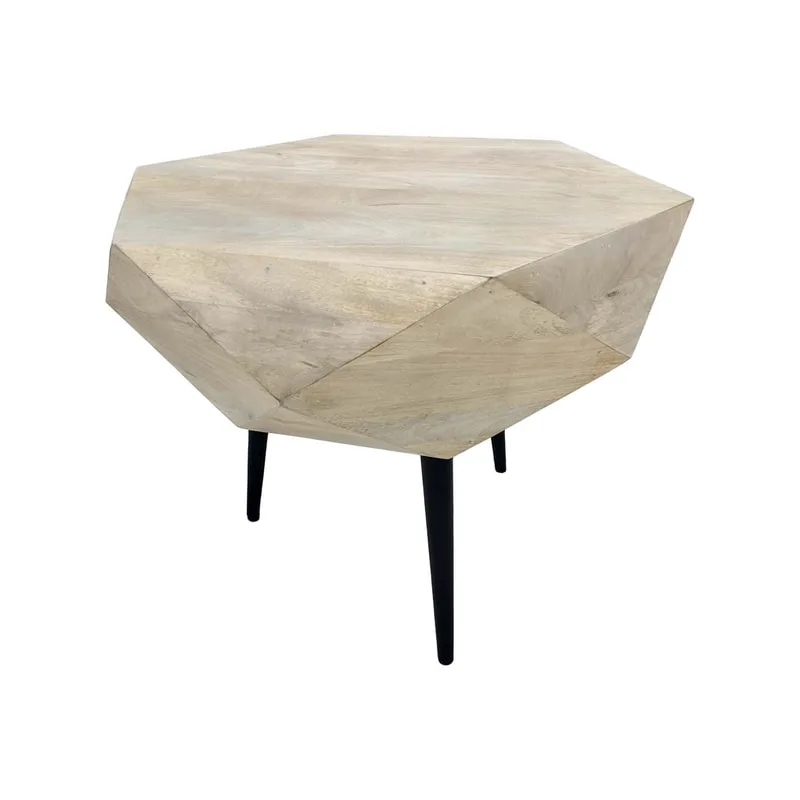 F-CT196-NW Anton Coffee table with natural wooden top and black legs