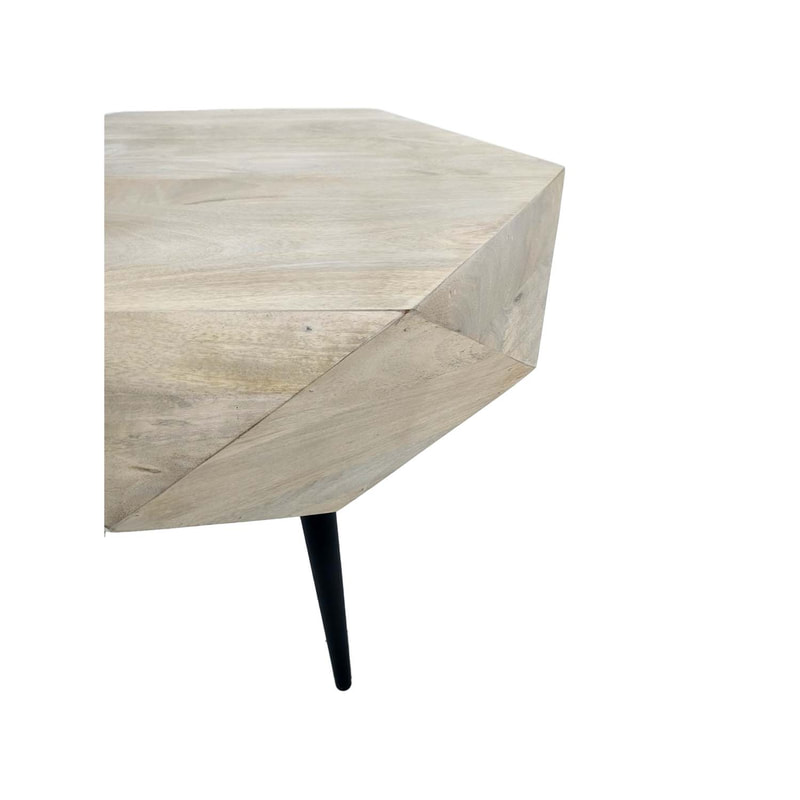 F-CT196-NW Anton Coffee table with natural wooden top and black legs