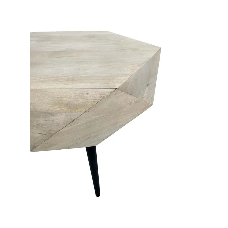 F-CT196-NW Anton Coffee table with natural wooden top and black legs