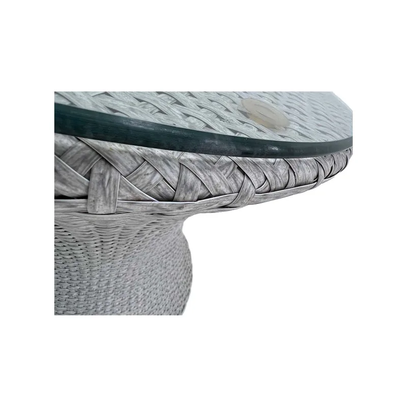 F-CT216-OW Corido coffee table in off-white rattan with a glass top