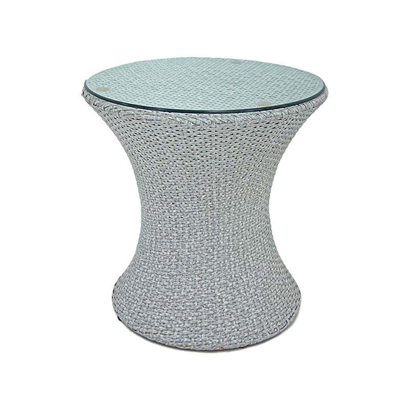 F-CT216-OW Corido coffee table in off-white rattan with a glass top